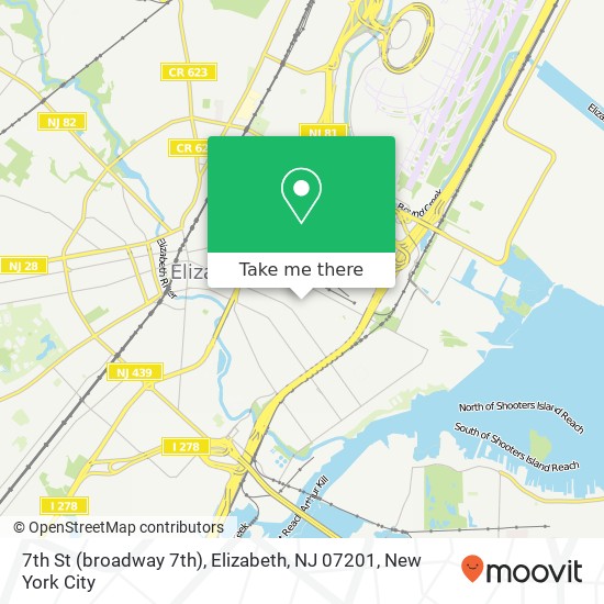 Mapa de 7th St (broadway 7th), Elizabeth, NJ 07201