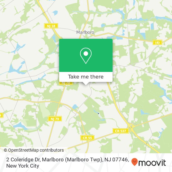 Mapa de 2 Coleridge Dr, Marlboro (Marlboro Twp), NJ 07746