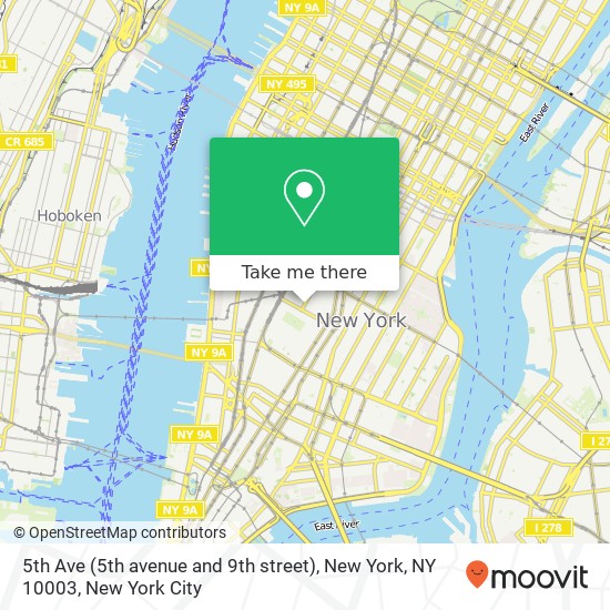Mapa de 5th Ave (5th avenue and 9th street), New York, NY 10003