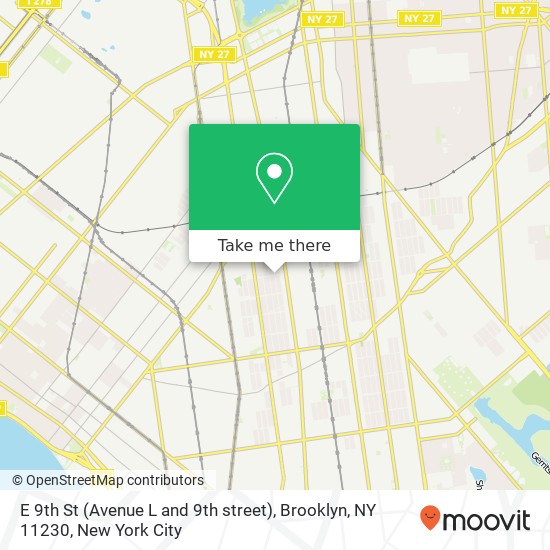 Mapa de E 9th St (Avenue L and 9th street), Brooklyn, NY 11230