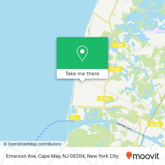 Mapa de Emerson Ave, Cape May, NJ 08204