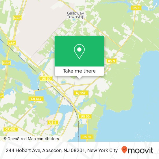 Mapa de 244 Hobart Ave, Absecon, NJ 08201