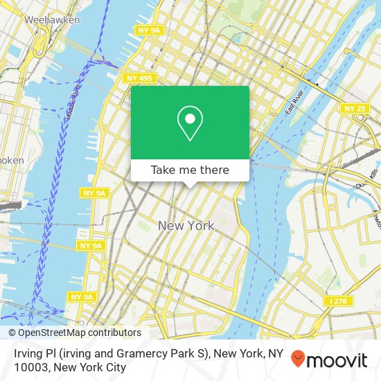 Mapa de Irving Pl (irving and Gramercy Park S), New York, NY 10003