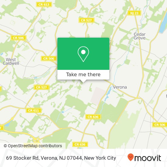 Mapa de 69 Stocker Rd, Verona, NJ 07044