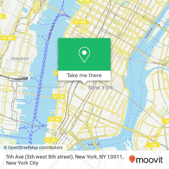 Mapa de 5th Ave (5th west 8th street), New York, NY 10011