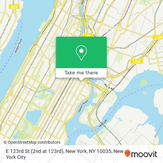 Mapa de E 123rd St (2nd at 123rd), New York, NY 10035
