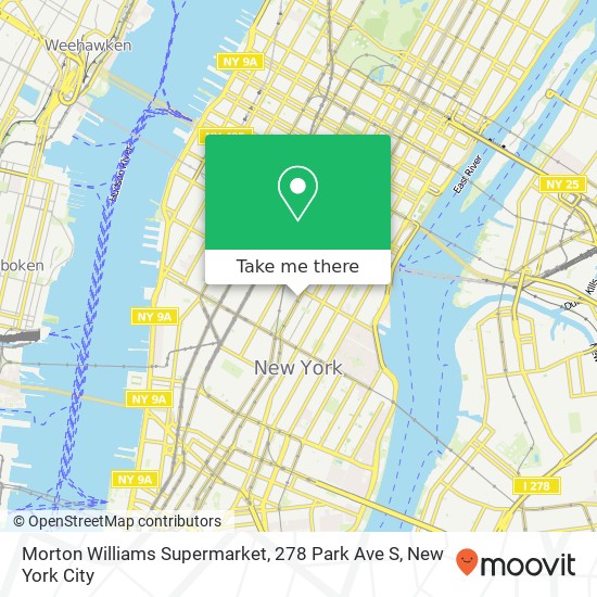 Mapa de Morton Williams Supermarket, 278 Park Ave S