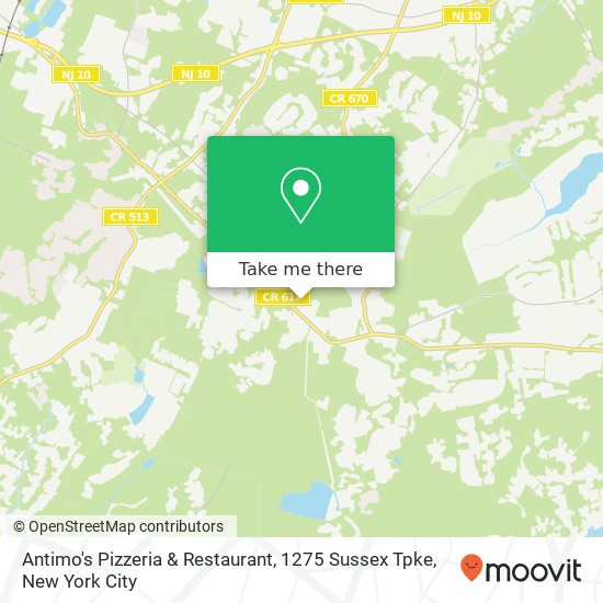 Mapa de Antimo's Pizzeria & Restaurant, 1275 Sussex Tpke