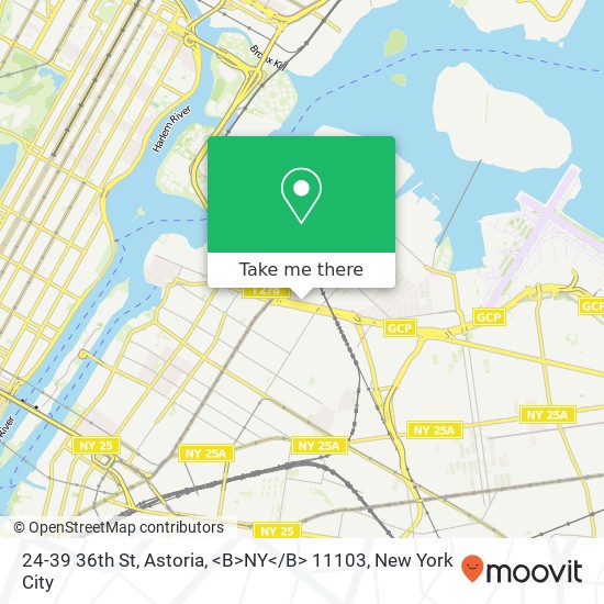 Mapa de 24-39 36th St, Astoria, <B>NY< / B> 11103