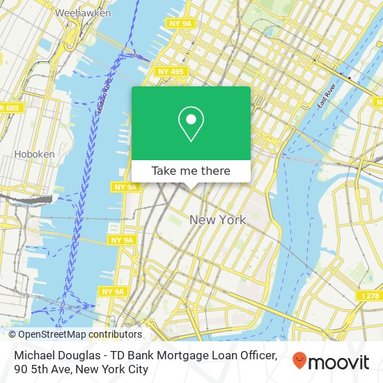 Mapa de Michael Douglas - TD Bank Mortgage Loan Officer, 90 5th Ave