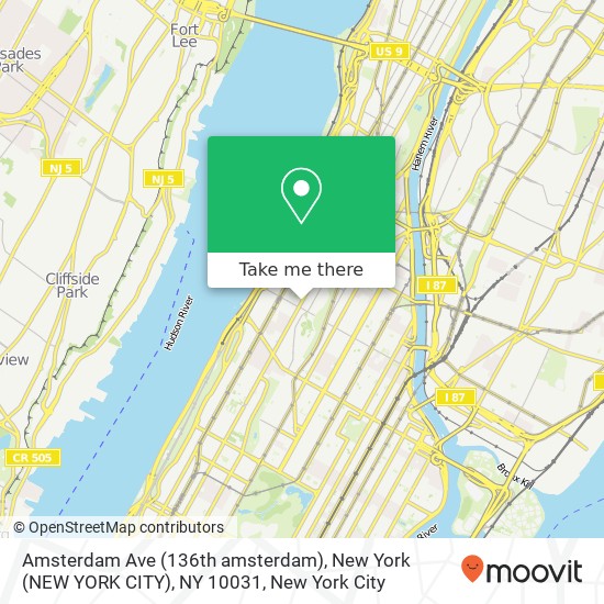 Mapa de Amsterdam Ave (136th amsterdam), New York (NEW YORK CITY), NY 10031