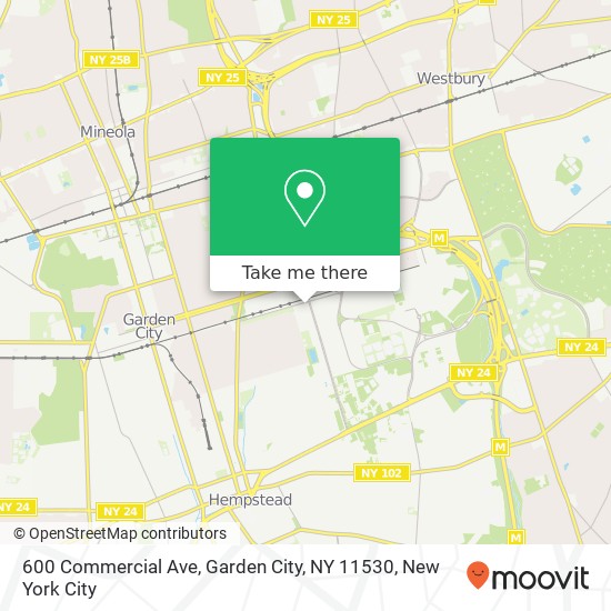 Mapa de 600 Commercial Ave, Garden City, NY 11530