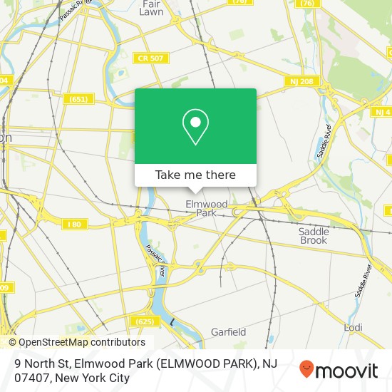 Mapa de 9 North St, Elmwood Park (ELMWOOD PARK), NJ 07407