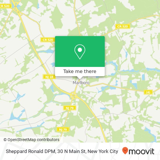 Mapa de Sheppard Ronald DPM, 30 N Main St