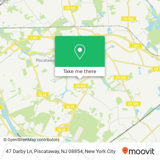 Mapa de 47 Darby Ln, Piscataway, NJ 08854