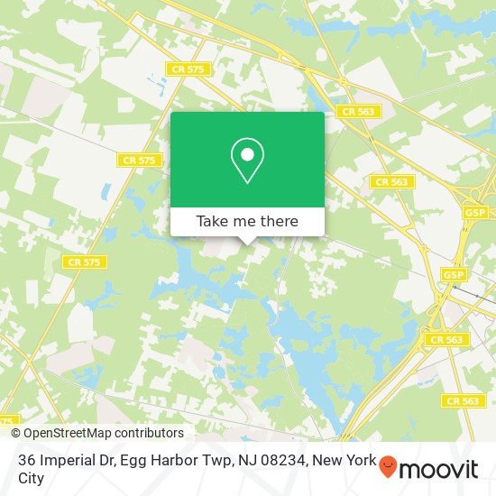 Mapa de 36 Imperial Dr, Egg Harbor Twp, NJ 08234