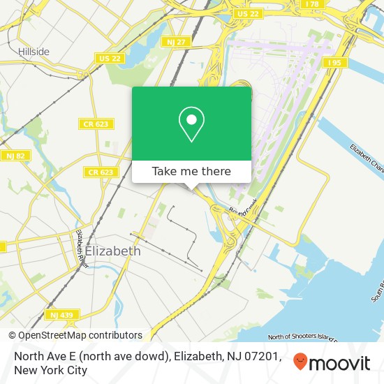Mapa de North Ave E (north ave dowd), Elizabeth, NJ 07201
