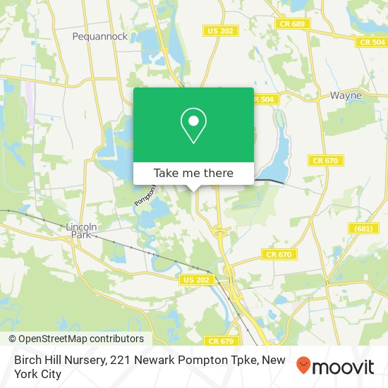 Mapa de Birch Hill Nursery, 221 Newark Pompton Tpke
