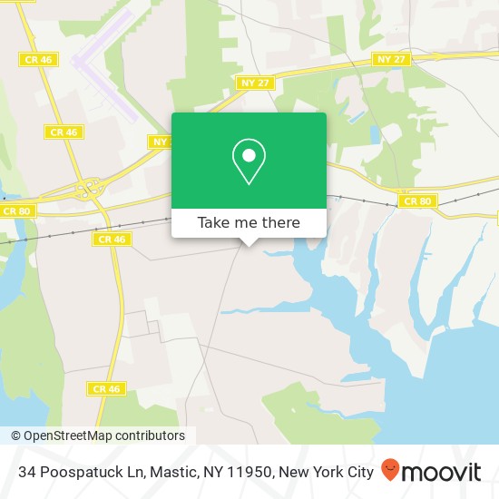 34 Poospatuck Ln, Mastic, NY 11950 map