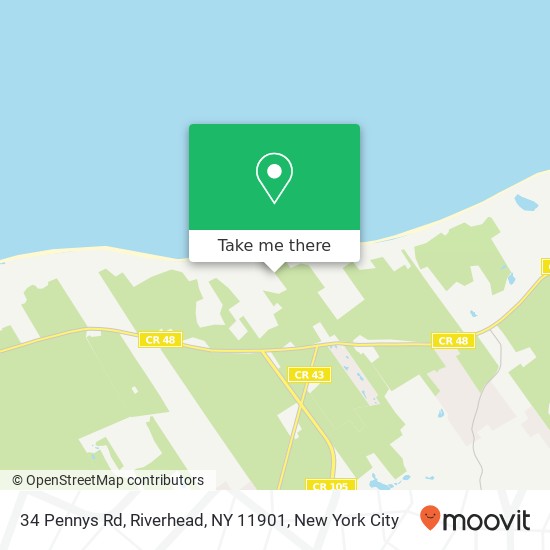 Mapa de 34 Pennys Rd, Riverhead, NY 11901