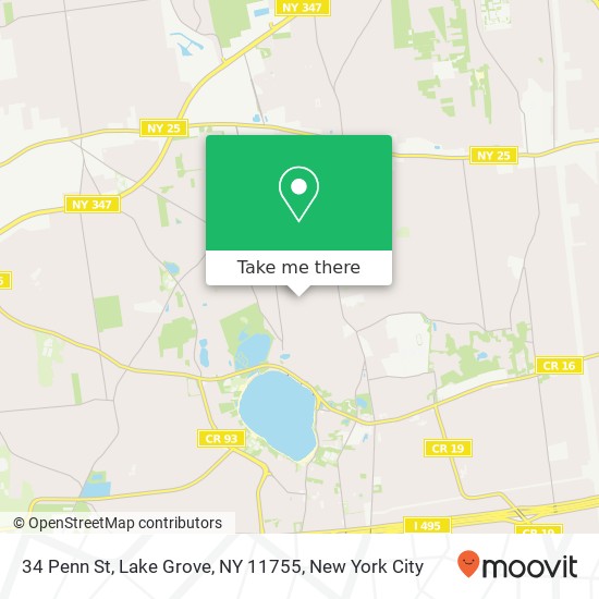 Mapa de 34 Penn St, Lake Grove, NY 11755