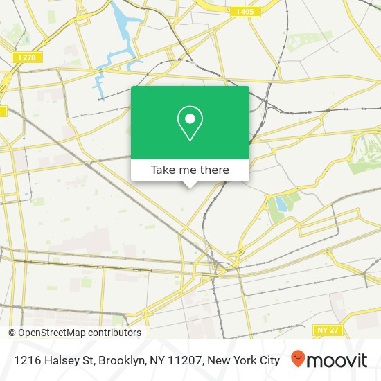 Mapa de 1216 Halsey St, Brooklyn, NY 11207