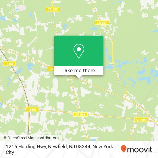 Mapa de 1216 Harding Hwy, Newfield, NJ 08344