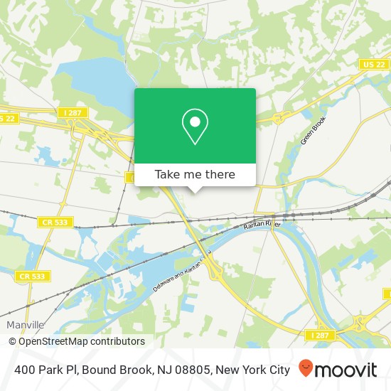 Mapa de 400 Park Pl, Bound Brook, NJ 08805