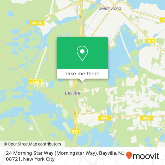 Mapa de 24 Morning Star Way (Morningstar Way), Bayville, NJ 08721
