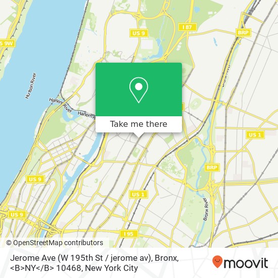 Mapa de Jerome Ave (W 195th St / jerome av), Bronx, <B>NY< / B> 10468