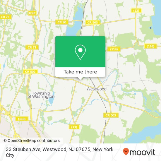 Mapa de 33 Steuben Ave, Westwood, NJ 07675