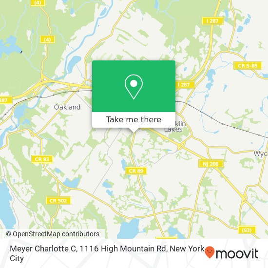 Meyer Charlotte C, 1116 High Mountain Rd map