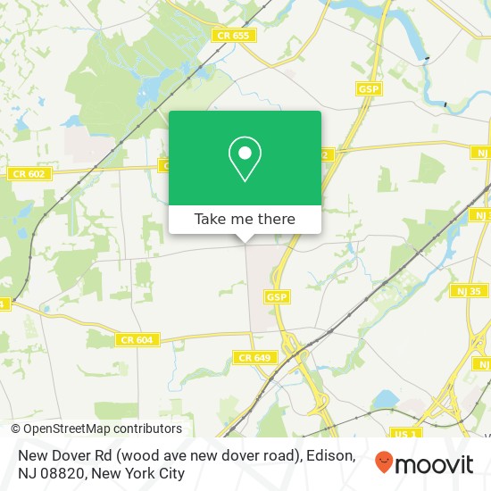 Mapa de New Dover Rd (wood ave new dover road), Edison, NJ 08820