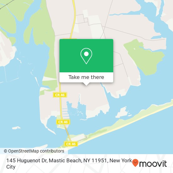 Mapa de 145 Huguenot Dr, Mastic Beach, NY 11951