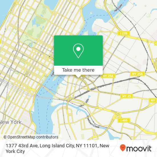 Mapa de 1377 43rd Ave, Long Island City, NY 11101