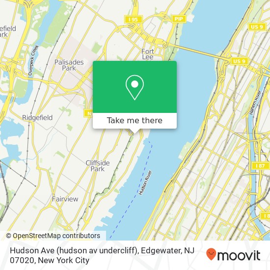 Hudson Ave (hudson av undercliff), Edgewater, NJ 07020 map