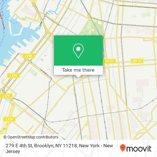 Mapa de 279 E 4th St, Brooklyn, NY 11218