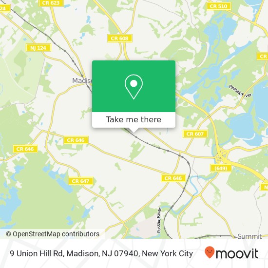 Mapa de 9 Union Hill Rd, Madison, NJ 07940