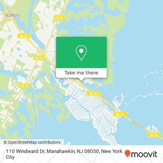 Mapa de 110 Windward Dr, Manahawkin, NJ 08050