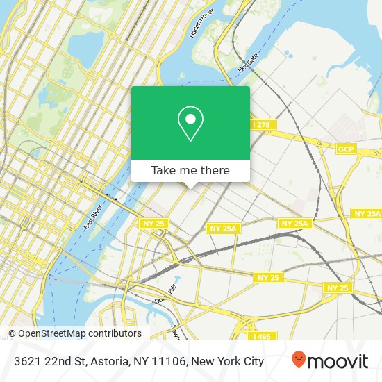 Mapa de 3621 22nd St, Astoria, NY 11106