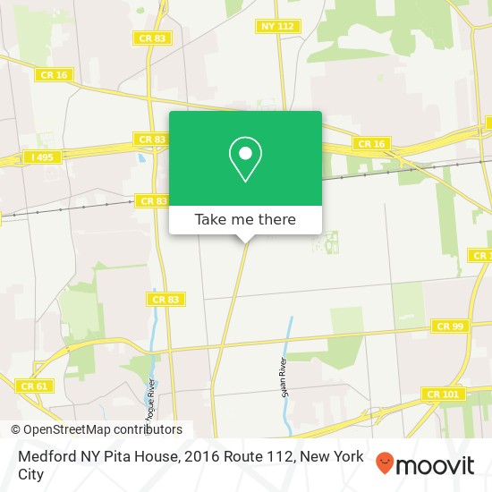 Medford NY Pita House, 2016 Route 112 map