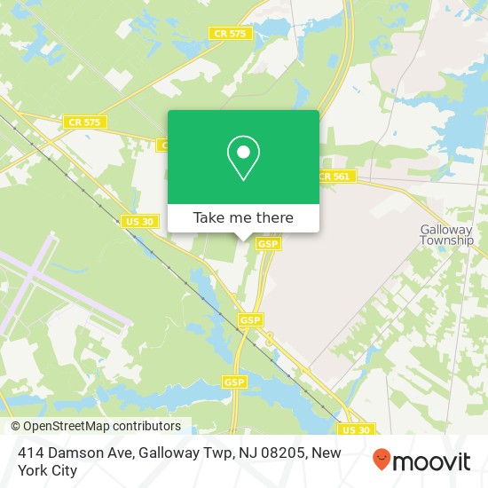 Mapa de 414 Damson Ave, Galloway Twp, NJ 08205