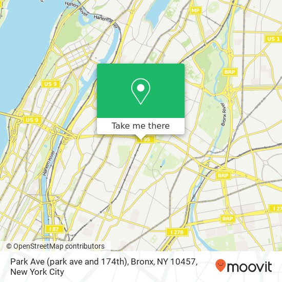 Mapa de Park Ave (park ave and 174th), Bronx, NY 10457