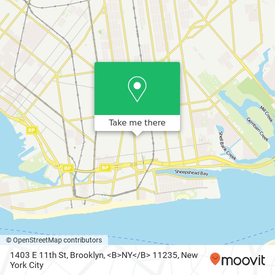 Mapa de 1403 E 11th St, Brooklyn, <B>NY< / B> 11235
