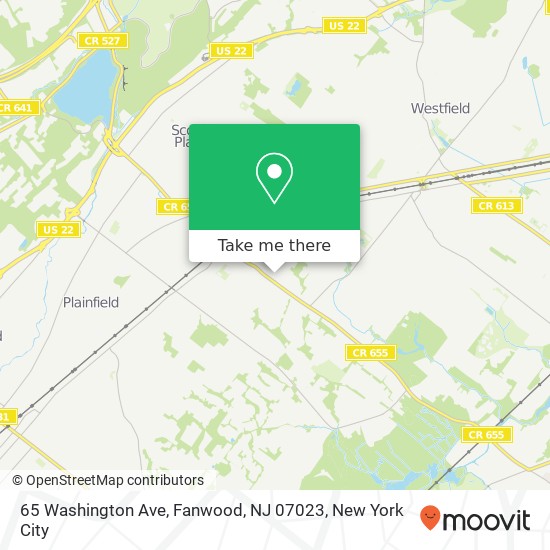 Mapa de 65 Washington Ave, Fanwood, NJ 07023