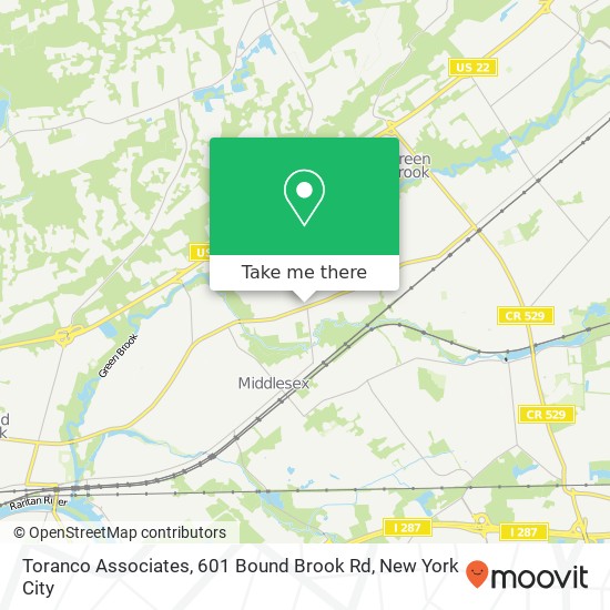 Mapa de Toranco Associates, 601 Bound Brook Rd