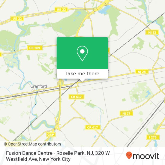 Fusion Dance Centre - Roselle Park, NJ, 320 W Westfield Ave map