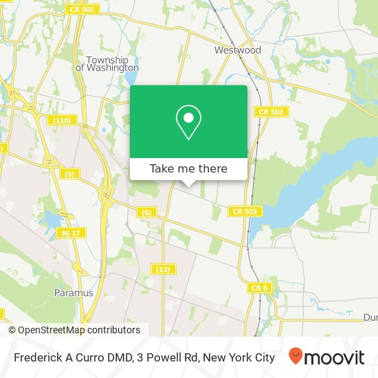 Frederick A Curro DMD, 3 Powell Rd map