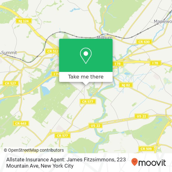 Allstate Insurance Agent: James Fitzsimmons, 223 Mountain Ave map