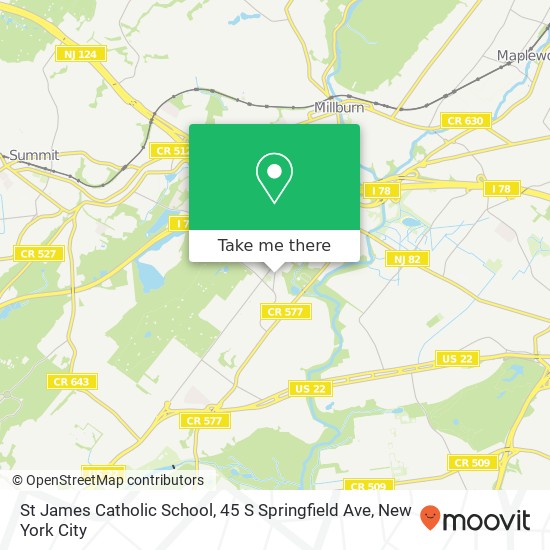 Mapa de St James Catholic School, 45 S Springfield Ave